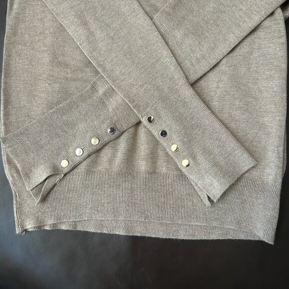 New Zara Tan Basic Knit Turtleneck Sweater Gold Sleeve Buttons Size S - Picture 5 of 12